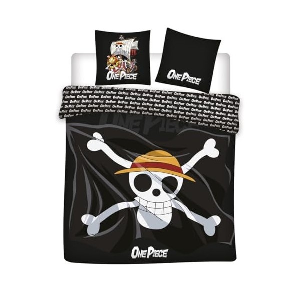 Parure de Lit Double One Piece 2 Personnes, Housse de Couette Réversible 240x220 cm + 2 Taies doreiller 65x65 cm, Polycoton