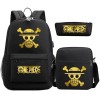 Anime One Piece Sac À Dos 3 Pièces Antivol Serrure Adolescent Étudiant Cartable École Luffy Voyage Sac À Dos Ensemble Sac À B
