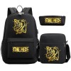 Anime One Piece Sac À Dos 3 Pièces Antivol Serrure Adolescent Étudiant Cartable École Luffy Voyage Sac À Dos Ensemble Sac À B