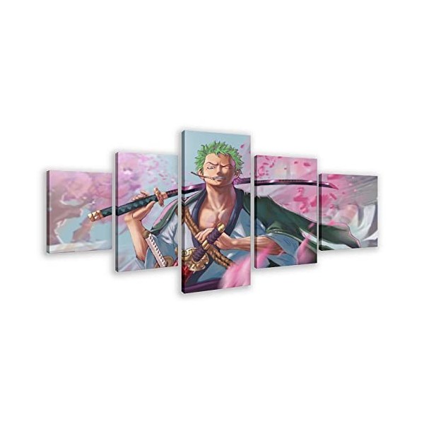 Affiche en toile de dessin animé OP Zoro, 5 pièces, décor artistique mural imprimé chasseur de Pirate pour décoration de salo