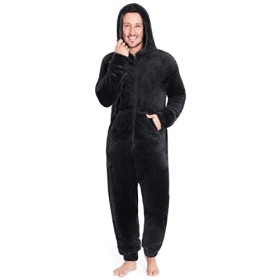 CityComfort Combinaison Pyjama Homme Grenouillere Homme Combi Pyjama Onesie Tout en Un Chaud en Polaire M-3XL Noir, M 