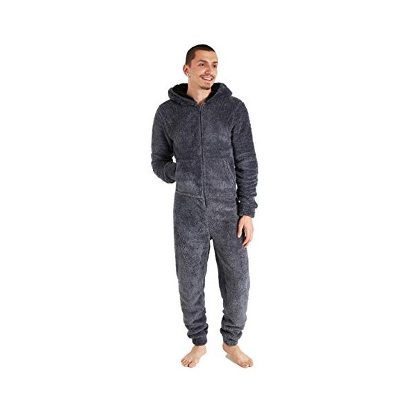 CityComfort Combinaison Pyjama Homme Grenouillere Homme Combi Pyjama Onesie Tout en Un Chaud en Polaire M-3XL Noir, M 