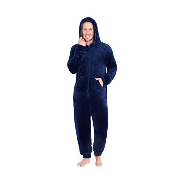 CityComfort Combinaison Pyjama Homme Grenouillere Homme Combi Pyjama Onesie Tout en Un Chaud en Polaire M-3XL Noir, M 
