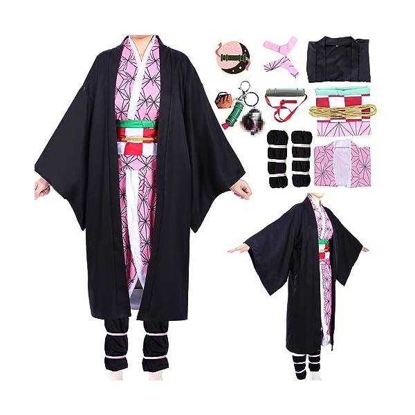 Amycute Déguisement Demon Slayer Cosplay Enfant Adulte Kamado Tanjirou Nezuko Kimono Kochou Shinobu Fête Halloween Carnaval C