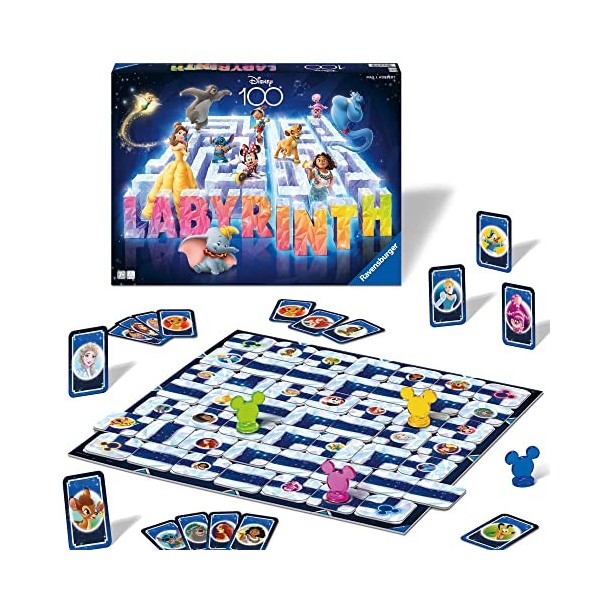 Ravensburger - Le Grand Classique des Jeux de société - Labyrinthe Disney 100ème anniversaire - Jeu de plateau - Jeu de réfle