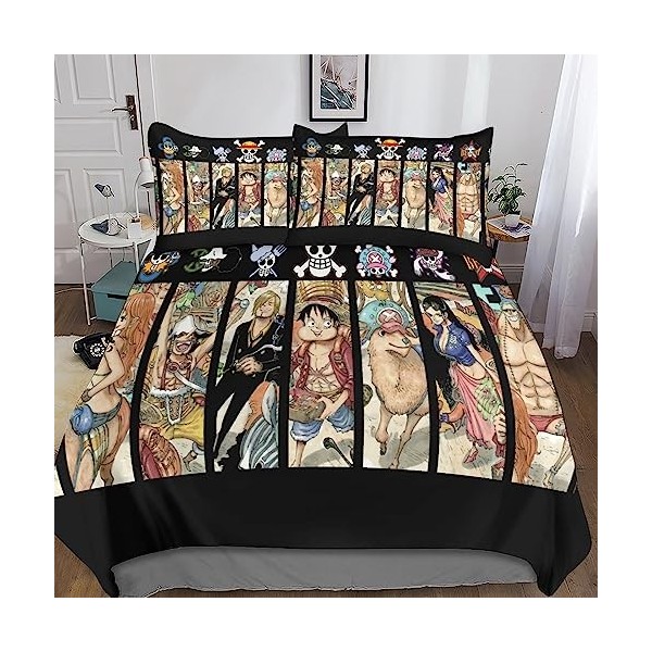 ONE-PIECE Ensemble De Housse De Couette À Impression 3D Luffy Parure De Lit Avec Fermeture À Glissière, En Microfibre Douce 3