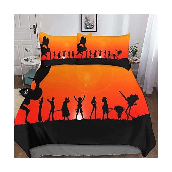 ONE-PIECE Ensemble De Housse De Couette À Impression 3D Luffy Parure De Lit Avec Fermeture À Glissière, En Microfibre Douce 3