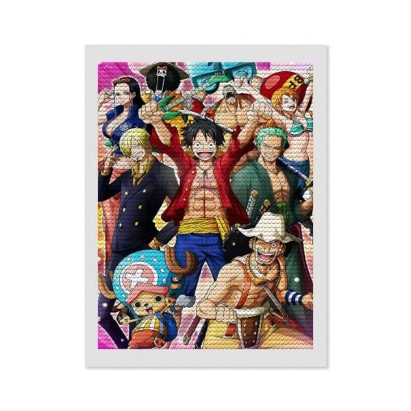 CREEV Peinture Diamant 5d Complet, One Piece Manga Kit Diamond Painting, Broderie Diamant Enfant, DIY Tableau de Perle de Dia