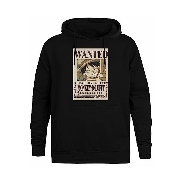 JINBETEE One Piece Luffy Wanted Pull À Capuche Noir Sweat À Capuche Unisexe