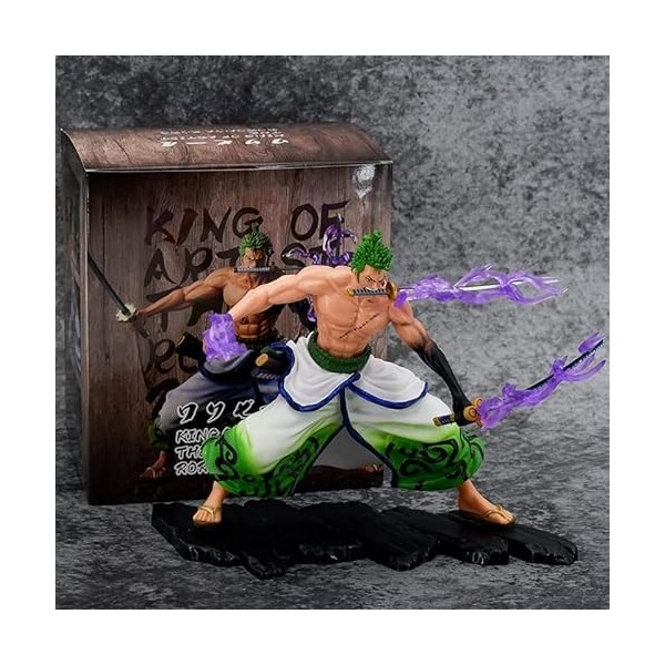 iFii Roronoa Figurine Zoro 17,5 cm Coffret cadeau avec trois couteaux, figurine Anime One Piece Zoro debout en PVC Collection