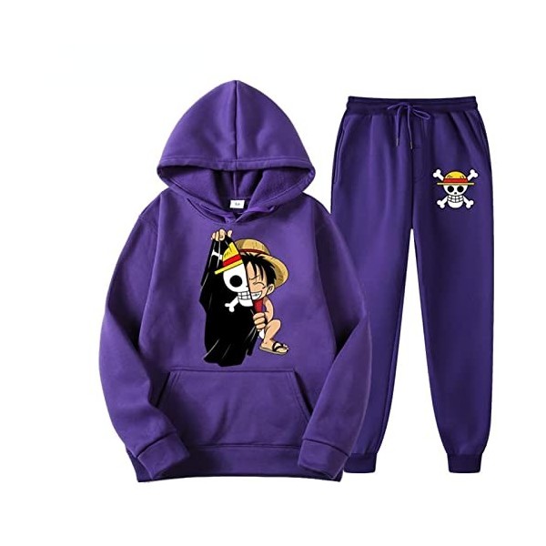 Anime One Piece Monkey D. Luffy Sweat À Capuche Hommes Sweat Automne Hiver Tops + Pantalon Ensemble Survêtement De Sport Cost