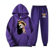 Anime One Piece Monkey D. Luffy Sweat À Capuche Hommes Sweat Automne Hiver Tops + Pantalon Ensemble Survêtement De Sport Cost