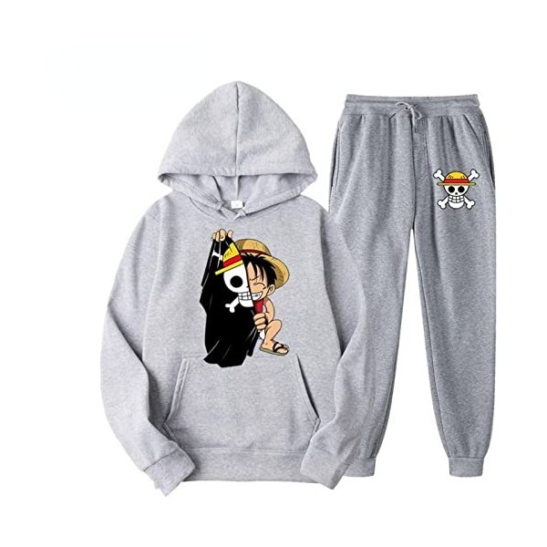 Anime One Piece Monkey D. Luffy Sweat À Capuche Hommes Sweat Automne Hiver Tops + Pantalon Ensemble Survêtement De Sport Cost