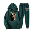 Anime One Piece Monkey D. Luffy Sweat À Capuche Hommes Sweat Automne Hiver Tops + Pantalon Ensemble Survêtement De Sport Cost