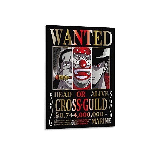 Poster One Piece Wanted de lanime Wanted - Impression sur toile - Décoration murale moderne pour chambre à coucher 30 x 45 