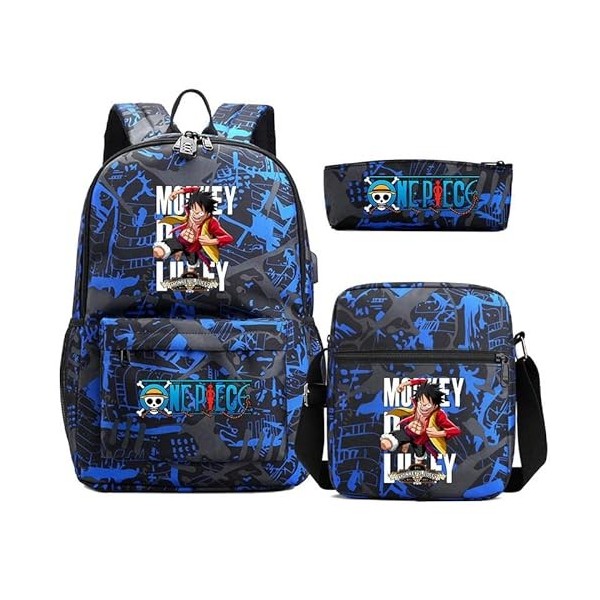 Anime Sac À Dos 3 Pièces Antivol Serrure Garçon Fille Enfants École Livre Sacs Voyage Sac À Dos Sac À Bandoulière Stylo Sac p