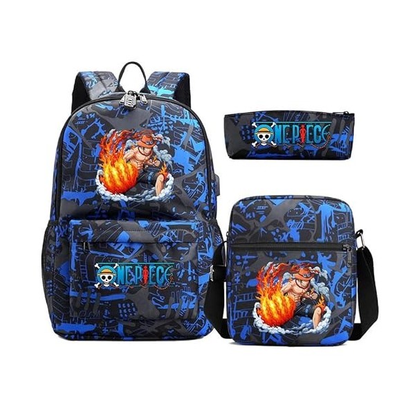 Anime Sac À Dos 3 Pièces Antivol Serrure Garçon Fille Enfants École Livre Sacs Voyage Sac À Dos Sac À Bandoulière Stylo Sac p