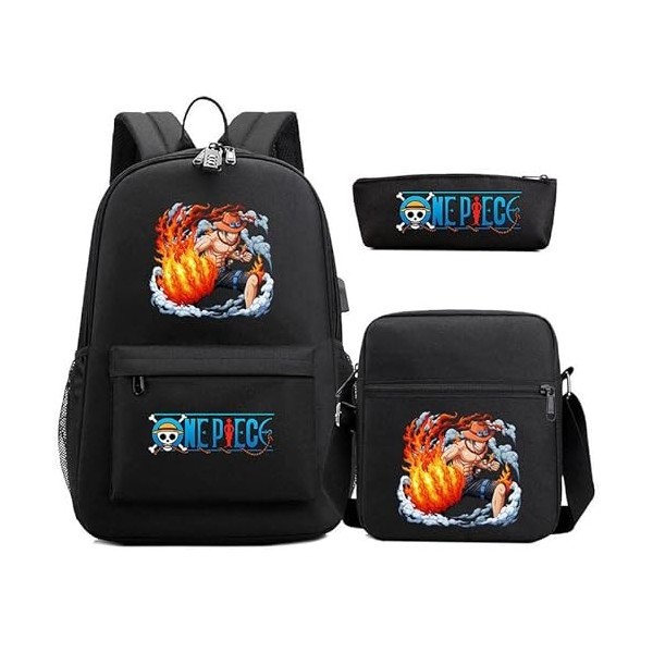 Anime Sac À Dos 3 Pièces Antivol Serrure Garçon Fille Enfants École Livre Sacs Voyage Sac À Dos Sac À Bandoulière Stylo Sac p
