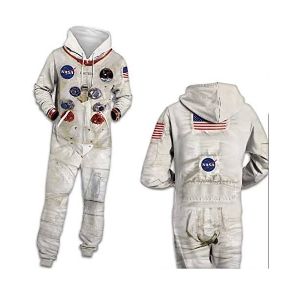 YYDZ 3D NASA Jumpsuit Casual Hoodie Hiver Poche Pull À Capuche Home Pyjamas One-Piece Unisex Pull-XL, Multicolore