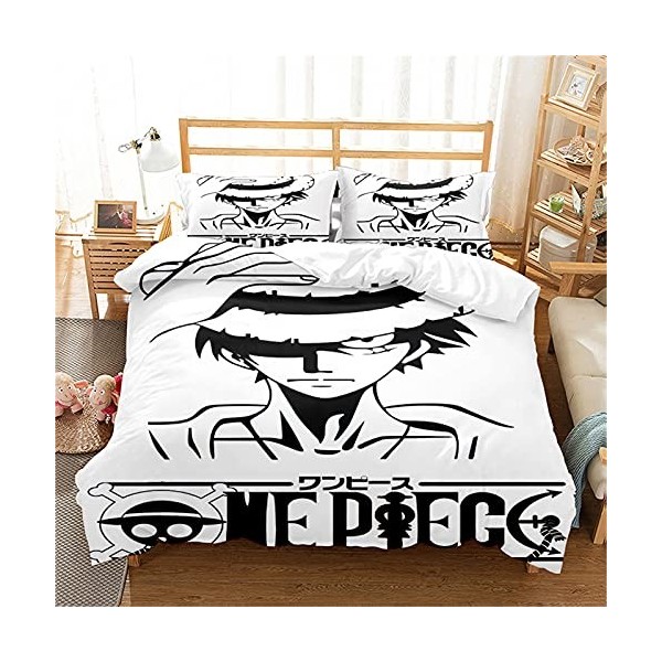 LKFFHAVD Parure de lit Anime One Piece - Parure de lit Luffy - Housse de Couette - Impression 3D - 100% Microfibre - Housse d
