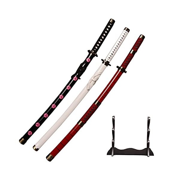 ACTASITEMS Épées Roronoa Zoro Épée en Bois Anime Cosplay - 104cm, Katana -Death Surgeon Trafalgar Law Rose
