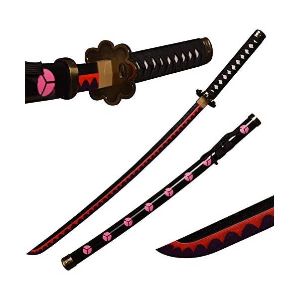 ACTASITEMS Épées Roronoa Zoro Épée en Bois Anime Cosplay - 104cm, Katana -Death Surgeon Trafalgar Law Rose
