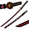 ACTASITEMS Épées Roronoa Zoro Épée en Bois Anime Cosplay - 104cm, Katana -Death Surgeon Trafalgar Law Rose