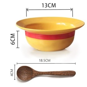 YushengTai One piece, Luffyy Bol en paille - Bol en céramique - Peut être utilisé comme bol mélangeur, bol à ramen, bol à bol