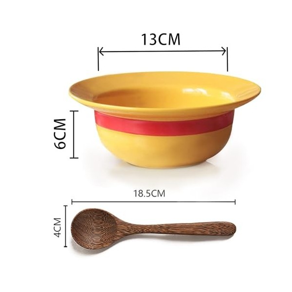 YushengTai One piece, Luffyy Bol en paille - Bol en céramique - Peut être utilisé comme bol mélangeur, bol à ramen, bol à bol