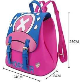 Roffatide Anime One Piece Sac à Dos Tony Tony Chopper Femmes Rose Mini Sac à Dos en Cuir Synthétique à Rabat Imprimé