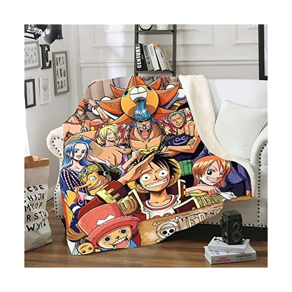 NECEHY Anime One Piece Couvertures et Plaid Polaire en Peluche Sherpa Laine Mode Impression numérique 3D Microfibre Blanket p