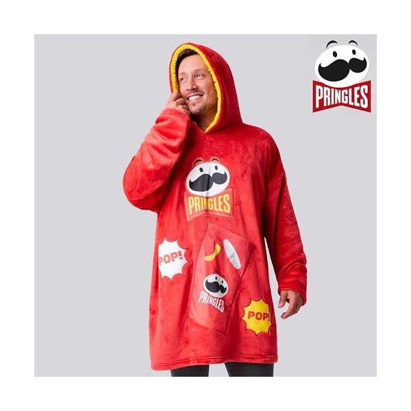 Pringles Sweat à capuche Homme Pull Plaid Homme Poncho Sweat Oversize en Polaire Humoristique Taille Unique Adulte Ado