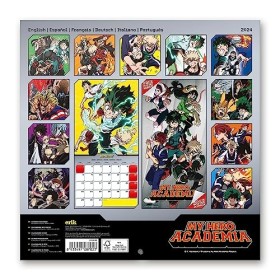 Grupo Erik - Calendrier Mural 2024 My Hero Academia | Calendrier Mensuel 30 x 60 cm, Certifié FSC, en Français