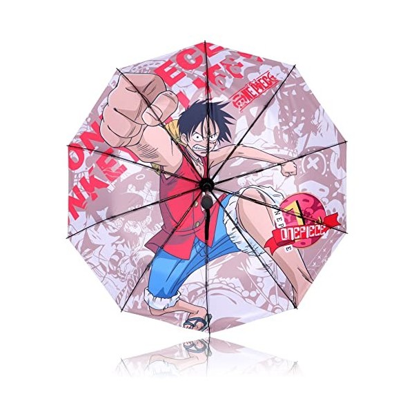 Roffatide Anime One Piece Parapluie 8/10 RIBS Luffy 41.3 Parapluie à Ouverture Automatique Parapluie de Voyage Compact et P