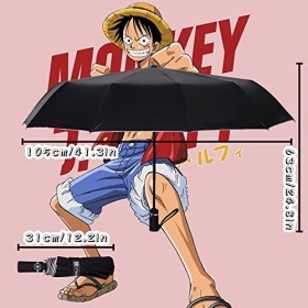 Roffatide Anime One Piece Parapluie 8/10 RIBS Luffy 41.3 Parapluie à Ouverture Automatique Parapluie de Voyage Compact et P