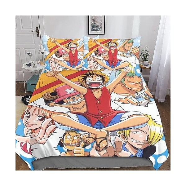 One Piece Ensemble De Literie Imprimé en 3D Parure De Lit Housse De Couette Sets en Microfibre Confortable Luffy Anime Housse