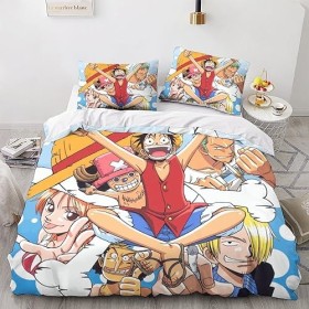 One Piece Ensemble De Literie Imprimé en 3D Parure De Lit Housse De Couette Sets en Microfibre Confortable Luffy Anime Housse