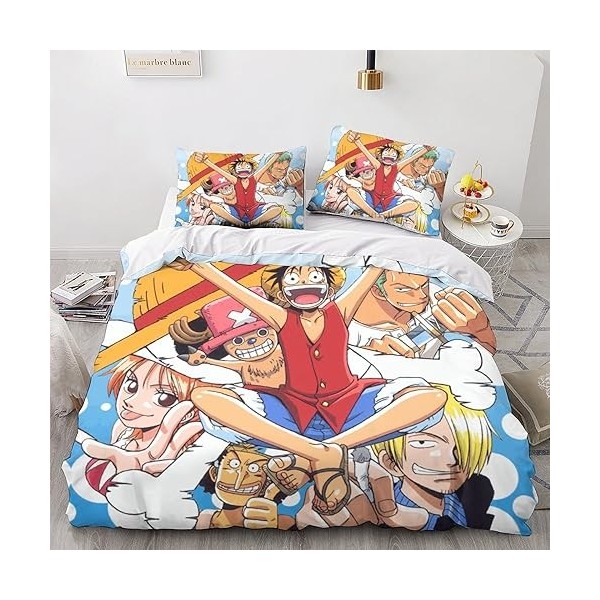 One Piece Ensemble De Literie Imprimé en 3D Parure De Lit Housse De Couette Sets en Microfibre Confortable Luffy Anime Housse