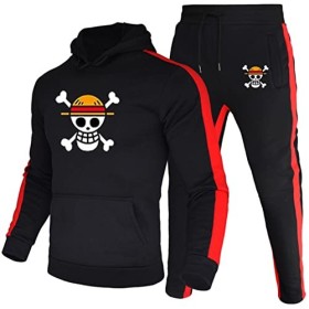 Mode Luffy Sweat À Capuche Anime One Piece Survêtement Hommes À Manches Longues Pull + Pantalon De Jogging 2pcs Ensembles Fit