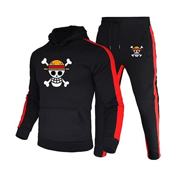 Mode Luffy Sweat À Capuche Anime One Piece Survêtement Hommes À Manches Longues Pull + Pantalon De Jogging 2pcs Ensembles Fit