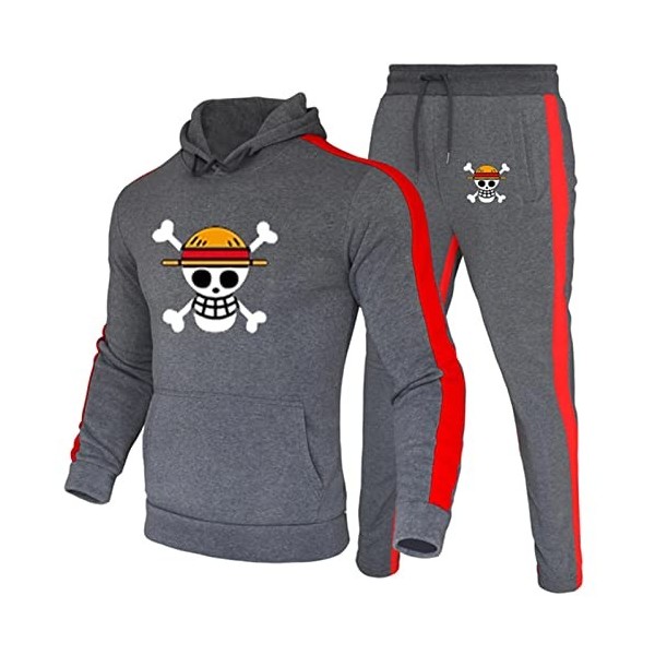 Mode Luffy Sweat À Capuche Anime One Piece Survêtement Hommes À Manches Longues Pull + Pantalon De Jogging 2pcs Ensembles Fit
