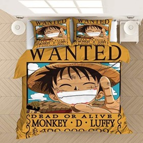 JYHTK Housse Couette -Luffy - Parure de lit One Piece - Polyester 100%, 220 x240 Housse de Couette Fermeture Éclair, avec 2 T