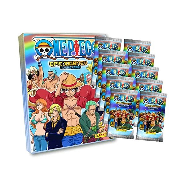 Panini One Piece Cartes à collectionner - Cartes à collectionner 2023 - 1 classeur + 10 boosters en lot de 10 pochettes STR