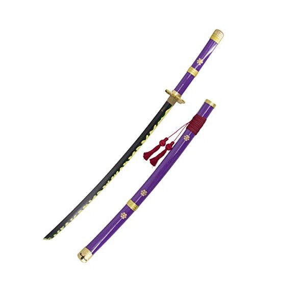 AMONT - Réplique de Katana Japonais en Bambou - Modèle Enma Zoro Lilas en Bois - Série One Piece - 107 Cm