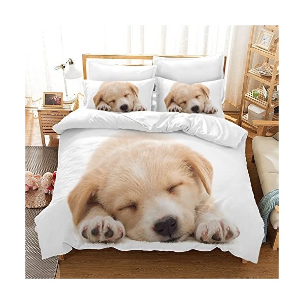 Hoimlm Parure de lit chaton 220 x 240 cm pour fille garçon Motif chaton mignon 3D Parure de lit pour enfants avec housse de c