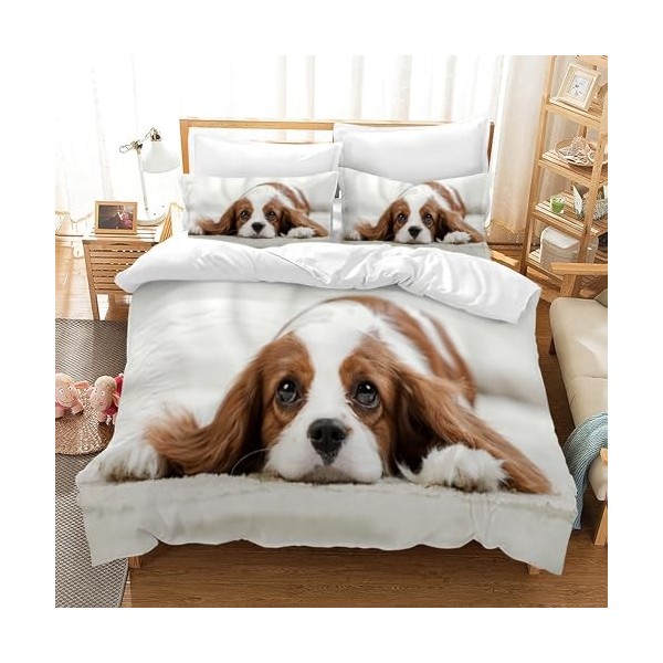 Hoimlm Parure de lit chaton 220 x 240 cm pour fille garçon Motif chaton mignon 3D Parure de lit pour enfants avec housse de c