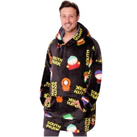 South Park Sweat à Capuche Homme Pull Plaid Homme Poncho Sweat Oversize en Polaire Humoristique Taille Unique Adulte Ado