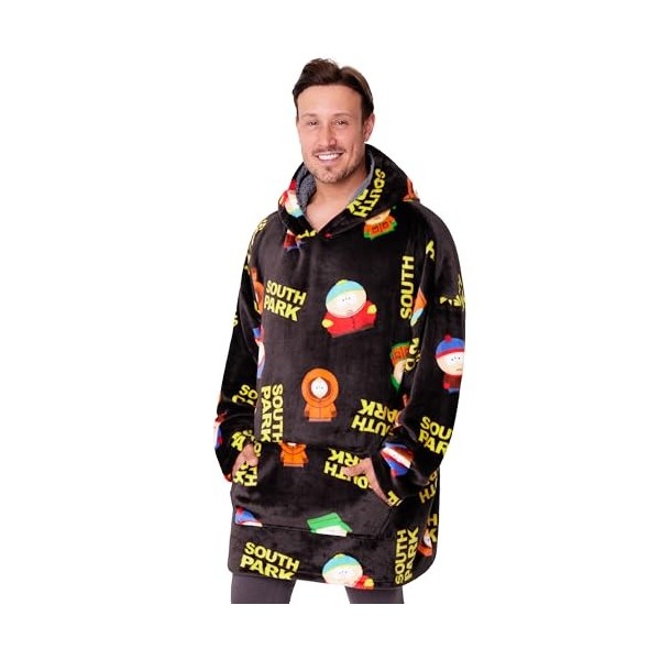 South Park Sweat à Capuche Homme Pull Plaid Homme Poncho Sweat Oversize en Polaire Humoristique Taille Unique Adulte Ado