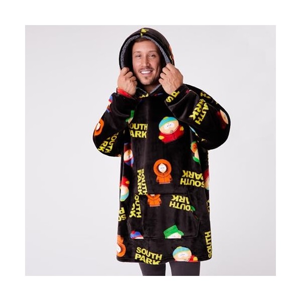 South Park Sweat à Capuche Homme Pull Plaid Homme Poncho Sweat Oversize en Polaire Humoristique Taille Unique Adulte Ado