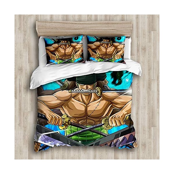 Ste-X Ensemble De Literie pour Enfants - 100% Microfibre - One Piece, Zoro, Portgas D Ace, Luffy Housse De Couette Housse De